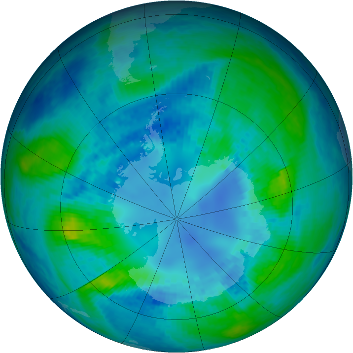 Antarctic ozone map for 17 April 2003